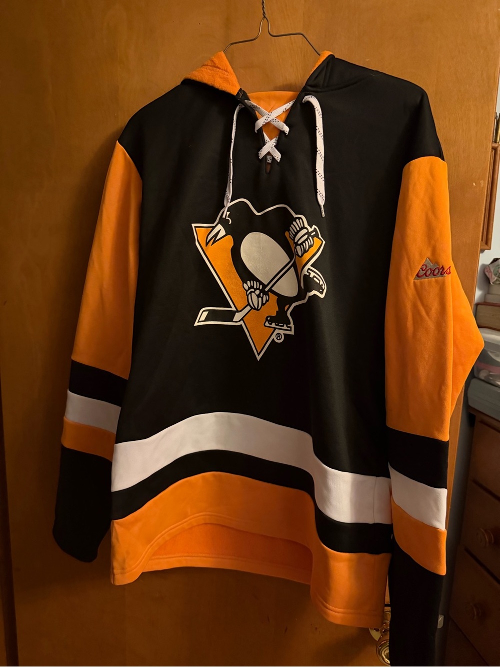 Pittsburgh Penguins Black & Gold Hockey Hoodie Coors Light Collab